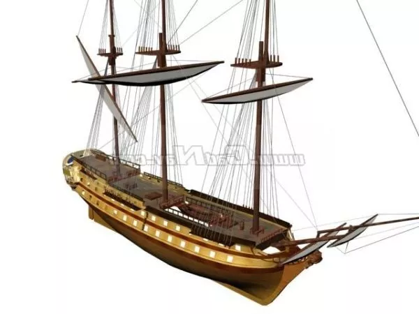 French Watercraft Third Rate Ship 3d model French Watercraft Third Rate Ship 3d model