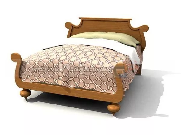 French Antique Style Wooden Bed 3d model French Antique Style Wooden Bed 3d model