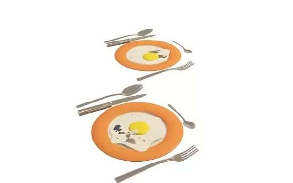Plate With Fried Eggs Food 3d model Plate With Fried Eggs Food 3d model
