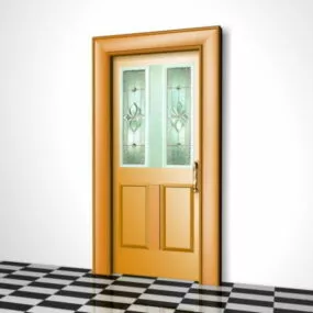 House Front Door With Glass 3d model