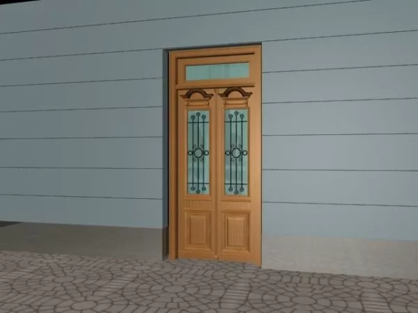 Wood Front Door Transom Style 3d model Wood Front Door Transom Style 3d model