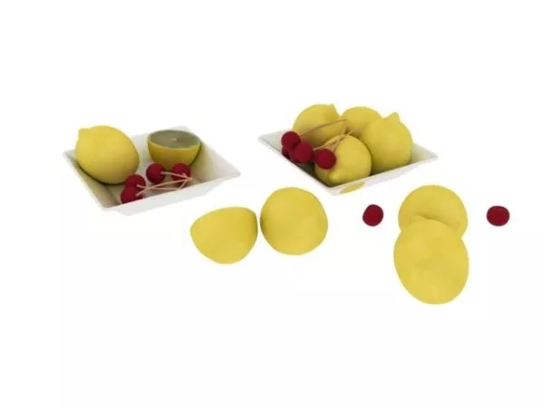 Set Of Lemon Fruit On Basket 3d model
