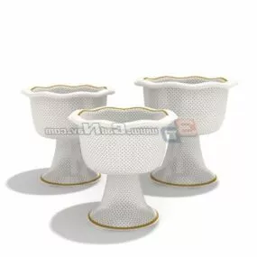White Fruit Salad Bowl 3d model