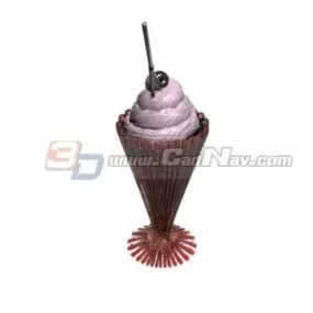 Purple Fruit Ice Cream In Glass 3d model