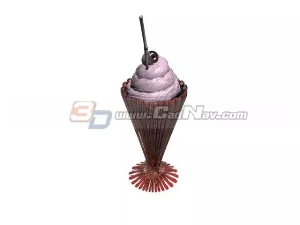 Purple Fruit Ice Cream In Glass 3d model Purple Fruit Ice Cream In Glass 3d model