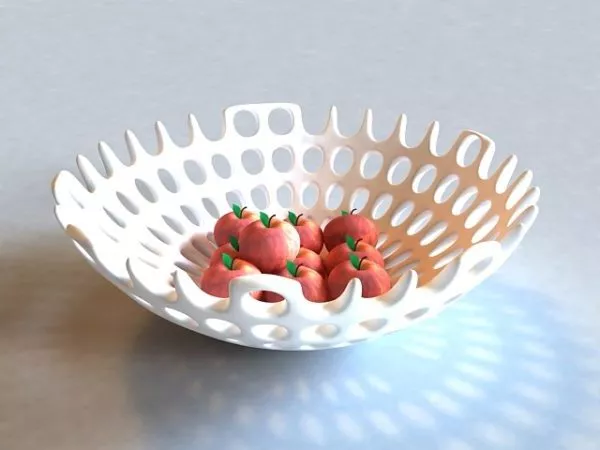 Yellow Apples Fruit On Bowl 3d model