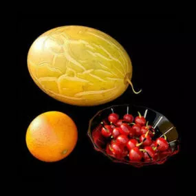 Red Yellow Fruits Collection 3d model