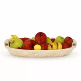 Food Fruits Marble Plate 3d model