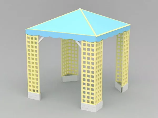 Asian Style Stone Pavilion 3d model