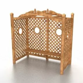 Wood Garden Arbor And Trellises 3d model