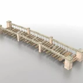 Outdoor Garden Brick Bridge 3d model