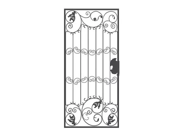 Iron Gate With Decoration Floral 3d model