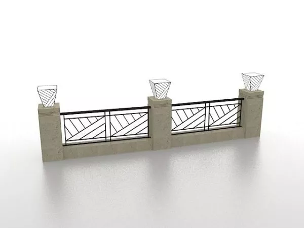 Fence With Rails 3d model