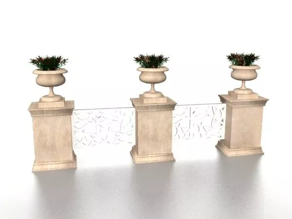 Antique Brass Iron Fence 3d model