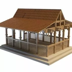 Antique Garden Shed Building 3d model