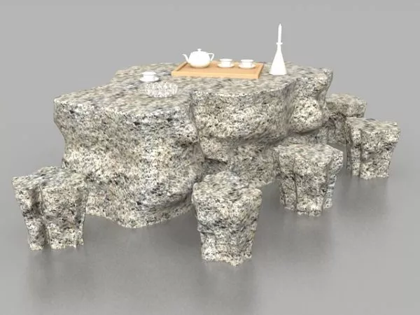 Garden Stone Furniture Table Stools 3d model Garden Stone Furniture Table Stools 3d model