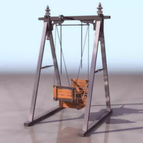 Wooden Tree Style Garden Swing Chair 3d model