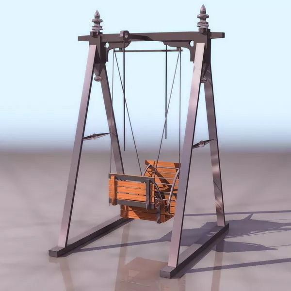 Garden Steel Swing With Bench 3d model