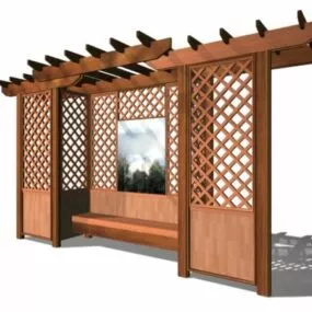 Garden Outdoor Trellis With Bench 3d model