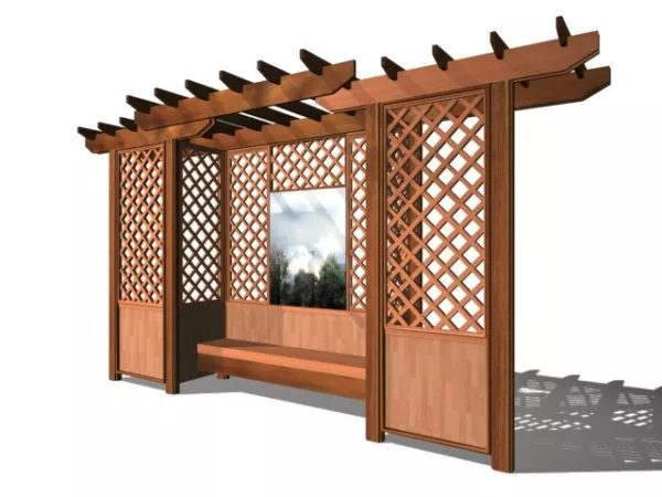Garden Outdoor Trellis With Bench 3d model Garden Outdoor Trellis With Bench 3d model