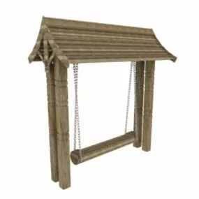 Wooden Garden Canopy Swing 3d model