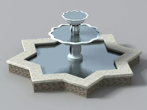 Fountain With Statue 3d model