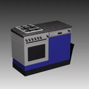 Kitchen Gas Stove With Countertop 3d model