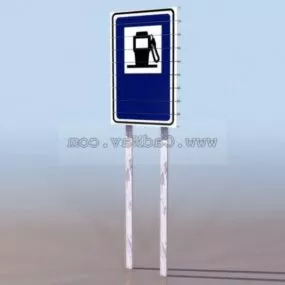 Gasoline Station Road Signs 3d model