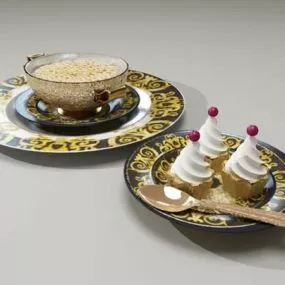 Gelato Cream And Coffee Cake 3d model