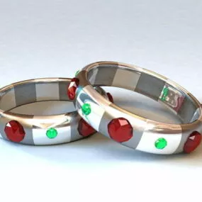 Gemstone Bangle Bracelet Jewelry 3d model
