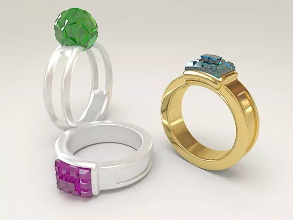 Silver Ring With Diamond 3d model
