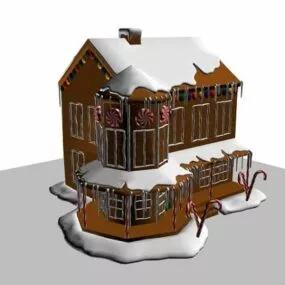Gingerbread Food House Shape Cake 3d model