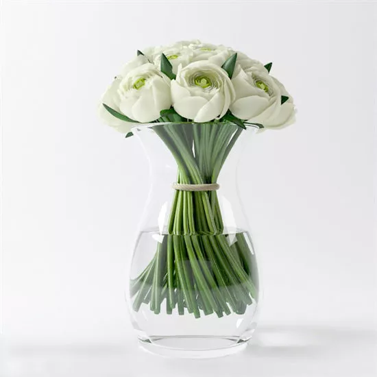 Glass Vase Decorative White Roses 3d model Glass Vase Decorative White Roses 3d model