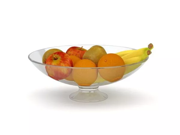 Apple, Grape Fruits In Basket 3d model