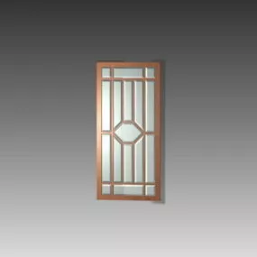 Glass Cabinet Wood Door 3d model