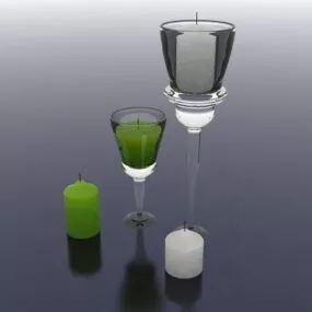 Glass Style Candle Holders Set 3d model