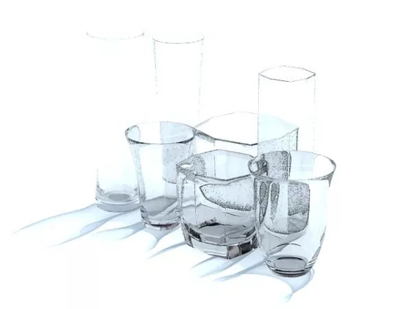 Glassware With Candles Decoration 3d model