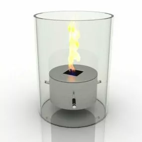 Living Room Glass Fireplace 3d model