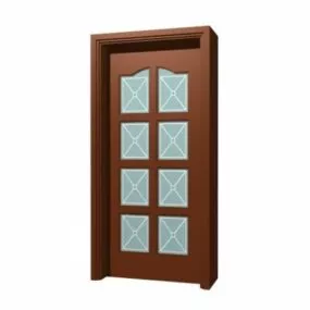 Office Wooden Glass Door 3d model