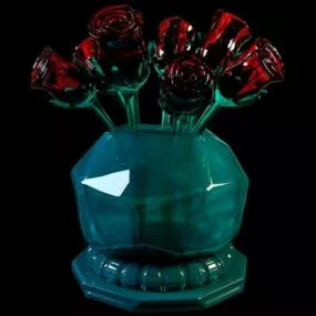 Glass Rose Vase Art Decoration 3d model