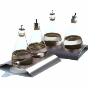 Kitchen Glass Spice Bottles 3d model