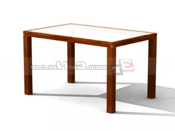Glass Top Wooden Dining Table Furniture 3d model Glass Top Wooden Dining Table Furniture 3d model