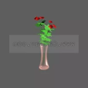 Glass Vase With Flower Decoration 3d model