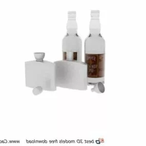 Wine Bottle And Flagons Glass 3d model