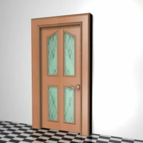Wood Glazed Office Door 3d model