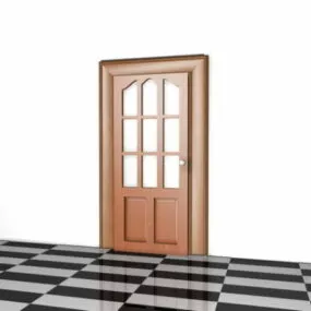 Wood Glazed Panel Home Door 3d model