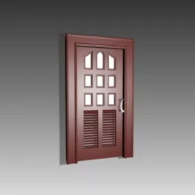 Shutter Door Glazed Wooden 3d model
