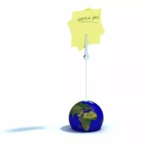 Office Globe Memo Clip Sticky Note 3d model