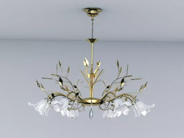 Living Room Gold Leaf Crystal Chandelier 3d model Living Room Gold Leaf Crystal Chandelier 3d model