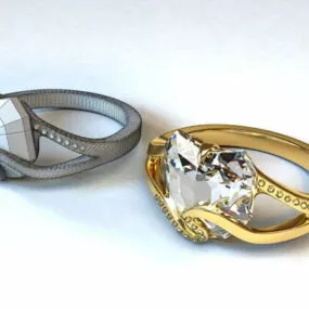 Gold And Diamond Ring Jewelry 3d model